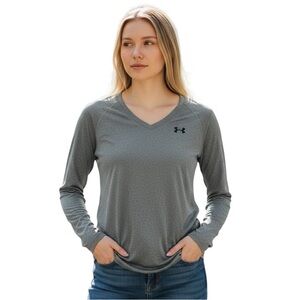 Under Armour Women’s Long Sleeve‎ V-Neck Performance Shirt Gray Size Small